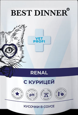 Паучи для кошек Renal кусочки в соусе с Курицей 7446