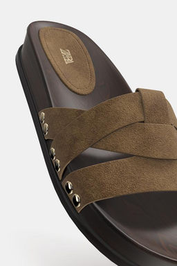 LEATHER SLIDER SANDALS - Zara фото 3