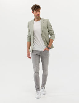 A__k Ye_il Ekstra Slim Fit Keten Kar___ml_ Blazer Ceket