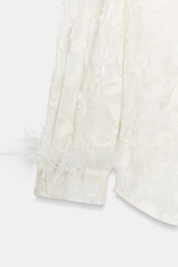 CAMISA BORDADAS PLUMAS / Crudo - Zara фото 12