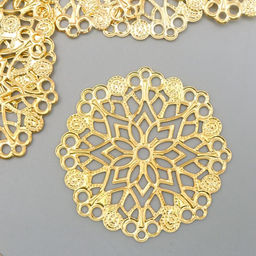 Цена за 10 шт. Декоративный элемент "Узор", цвет золото d-3,5