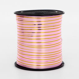 Лента упаковочная с золотой полосой, розовая, 5 мм х 225 м - Simaland фото 3