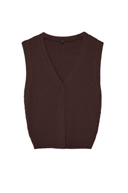 TRENDYOLMILLA Kahverengi Crop Premium/ Ozel Iplik Yelek TWOSS24BZ00258  фото 6