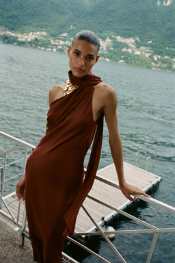 ASYMMETRIC MIDI DRESS WITH SCARF - Zara фото 3
