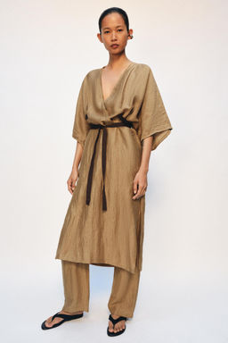 VESTIDO T?NICA MEZCLA LINO ZW COLLECTION / Camel medio