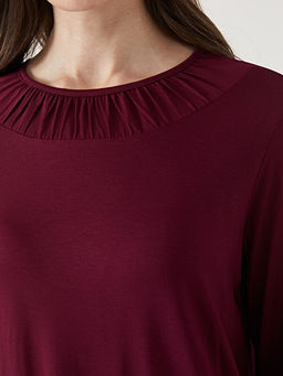 Bisiklet Yaka D?z Uzun Kollu Kad?n Bluz