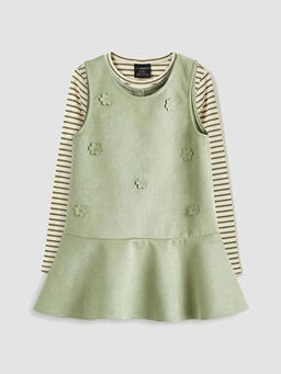 ?i?ekli K?z ?ocuk Elbise Tak?m?