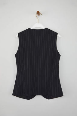 Siyah Ince Cizgili Fitted Dokuma Yelek TWOAW26YE00038 - Trendyolmilla фото 6
