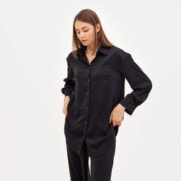 Костюм женский: рубашка, брюки, MINAKU: Silk pleasure, размер 44, чёрный