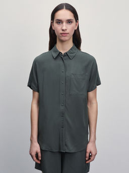 Рубашка с коротким рукавом из вискозы / Zarina  фото 3