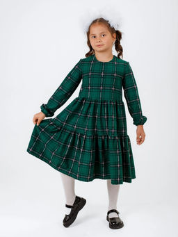 Платье Роза в клетку, цвет Зеленый-Клетка крупная, 78%х/б,16%пэ,6%л - 5+ фото 2