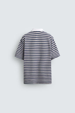 POLO JACQUARD RAYAS BORDADO / Azul / Blanco - Zara фото 8