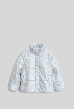 ACOOLA / Утеплённая куртка со съёмными рукавами для девочек в серо-голубом цвете фото 2