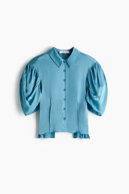 Blusa de sat?n con manga puffy