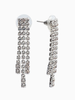 Набор 2 пред-а: серьги, колье со стразами "Лёд" клавиши, d=13,5см, цвет белый в серебре