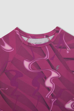 DeFactoFit Футболка с короткими рукавами и спортивным принтом с воротником узкого кроя  фото 8