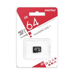 Карта памяти Micro-SDXC 64Гб "SmartBuy" Class10 UHS-I, без адаптера