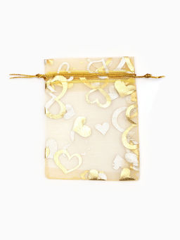 Набор мешочков подарочных «Сердечки», 100 шт. 7×9 см, цвет золотой