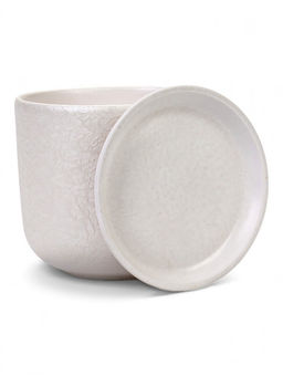 Горшок цветочный с поддоном 1,6 л, d15/h13 см белый керамика, "Перл" (М)