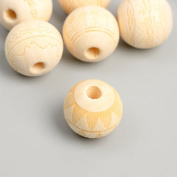 Цена за 2 шт. Бусина дерево для творчества «Круглая. Узоры» d=1.8 см набор 6 шт.