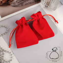 Цена за 50 шт. Мешочек бархатный Классика 9 х 12, цвет красный - Simaland фото 2