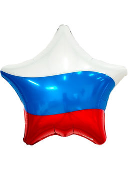 Воздушные шары фольгированные 19" Звезда триколор, 5 шт.