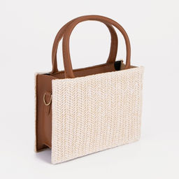 Сумка-тоут на молнии, длинная цепь, цвет белый/коричневый - Simaland фото 2