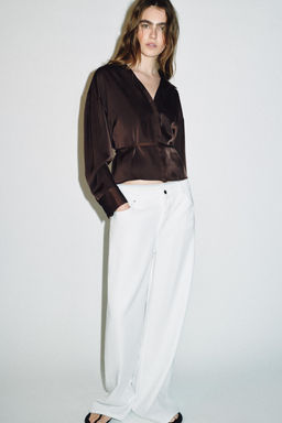 BLUSA SATINADA CINTUR?N / Marr?n - Zara фото 11