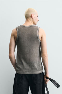 CAMISETA TANK ESTRUCTURA CALADOS / Gris - Zara фото 3