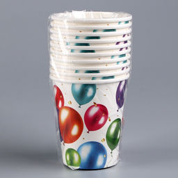 Цена за 10 шт. Стакан бумажный С днём рождения, шары, 250 мл - Страна карнавалия фото 3