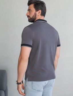 Футболка поло с воротником на пуговицах из полотна пике с меланжевым плетением с эластаном - Vilatte фото 3