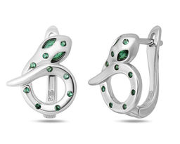 Серьги, синт.изумруд, NS-25436