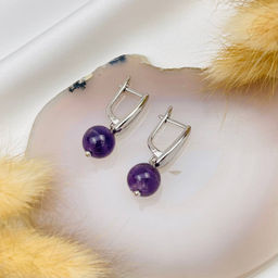 Серьги с камнем Аметист