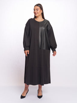 Платье с кожаной вставкой PP56606BLK01