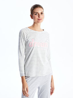 Bisiklet Yaka Nak??l? Uzun Kollu Kad?n Pijama Tak?m?