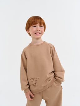 Свитшот Песок с вышивкой утепленный без начеса - Bungly фото 2