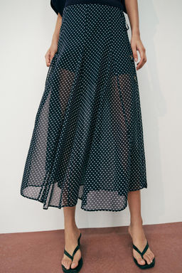 FALDA MIDI LUNARES / Marino / Blanco - Zara фото 2