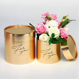 Набор золотых шляпных коробок 2 в 1 For you, 12 х 12, 15 х 15 см