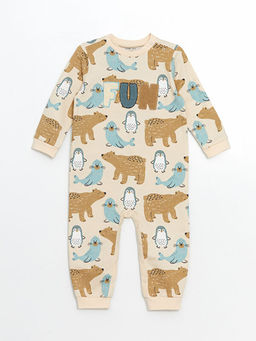 Bisiklet Yaka Bask?l? Erkek Bebek Tulum