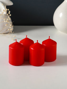 Набор: свеча-цилиндр 4×6 см, 70 г, 4 шт., красный