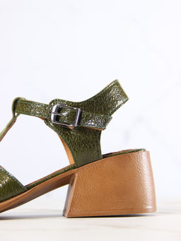 Босоножки 5038.23663bе.Зеленый наплак+оливковая замша