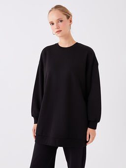 Bisiklet Yaka Kad?n Kal?n Sweatshirt Tunik