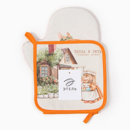 Набор кух. Этель Кролики варежка-прихватка 20х28см, прихватка 19х19см,100% хл  фото 8