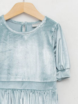 Bisiklet Yaka Basic K?sa Kollu Kadife K?z ?ocuk Elbise - Waikiki фото 3