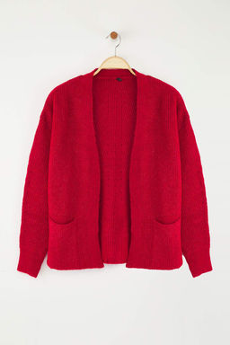 K?rm?z? Genis Kal?p Yumusak Dokulu Cep Detayl? Triko H?rka TWOAW24HI00133