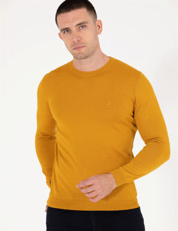 Safran Slim Fit Bisiklet Yaka Y_n Kar___ml_ Basic Triko Kazak - Pierre cardin фото 2
