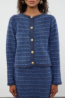 Indigo Orgu Detayl? Yumusak Dokulu H?rka-Etek Triko Alt-Ust Tak?m TWOAW24AU00001