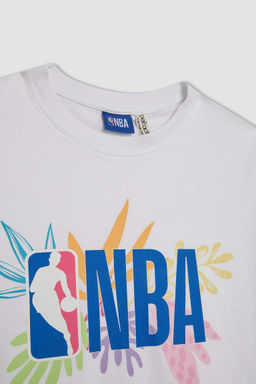 Футболка большого размера с короткими рукавами и надписью NBA для девочек - Defacto фото 8