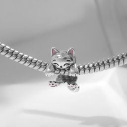 Цена за 5 шт. Подвеска «Котик», цвет серебристый