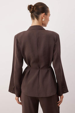 Kahverengi Ince Astars?z Dokuma Gomlek Ceket TWOAW26BC00058